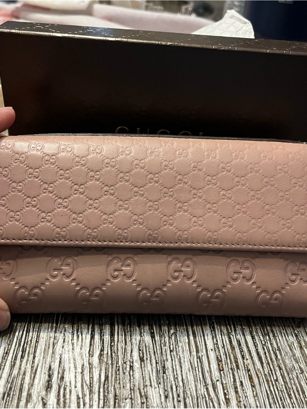 Gucci Blush Pink Embossed GG Leather Wallet